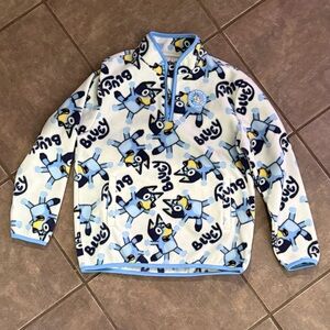 Bluey Kids Fleece Sweater - Blue and White